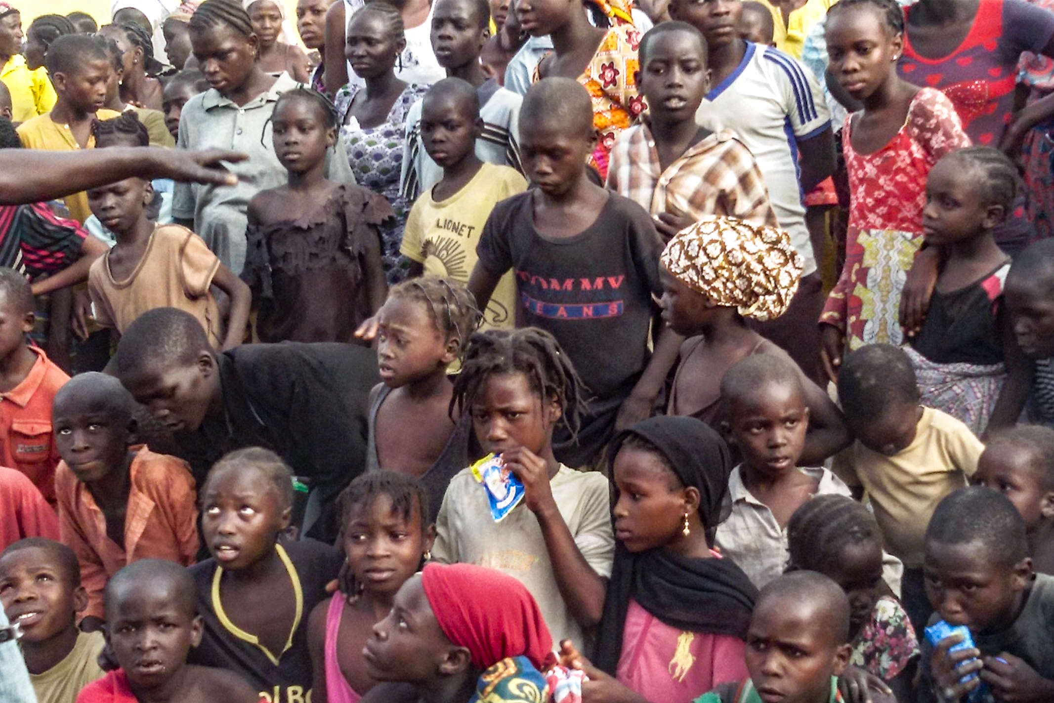 Nigerian children crowded together for an event